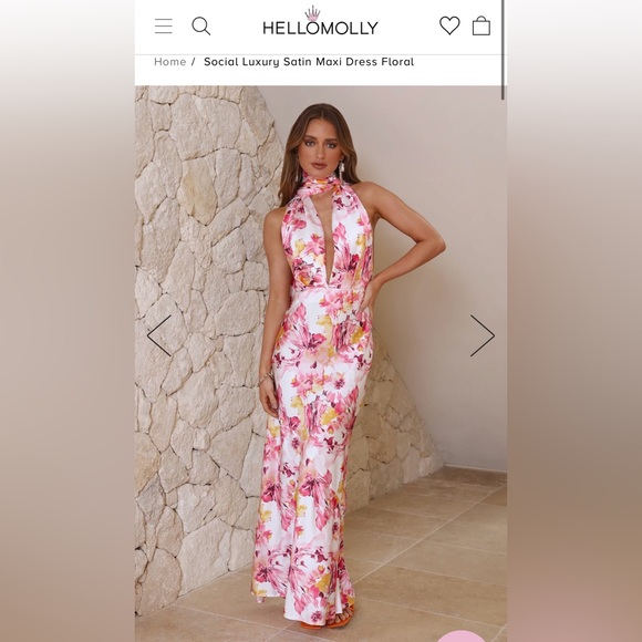 Hello Molly Social Luxury Satin Maxi Dress Floral - Picture 1 of 4